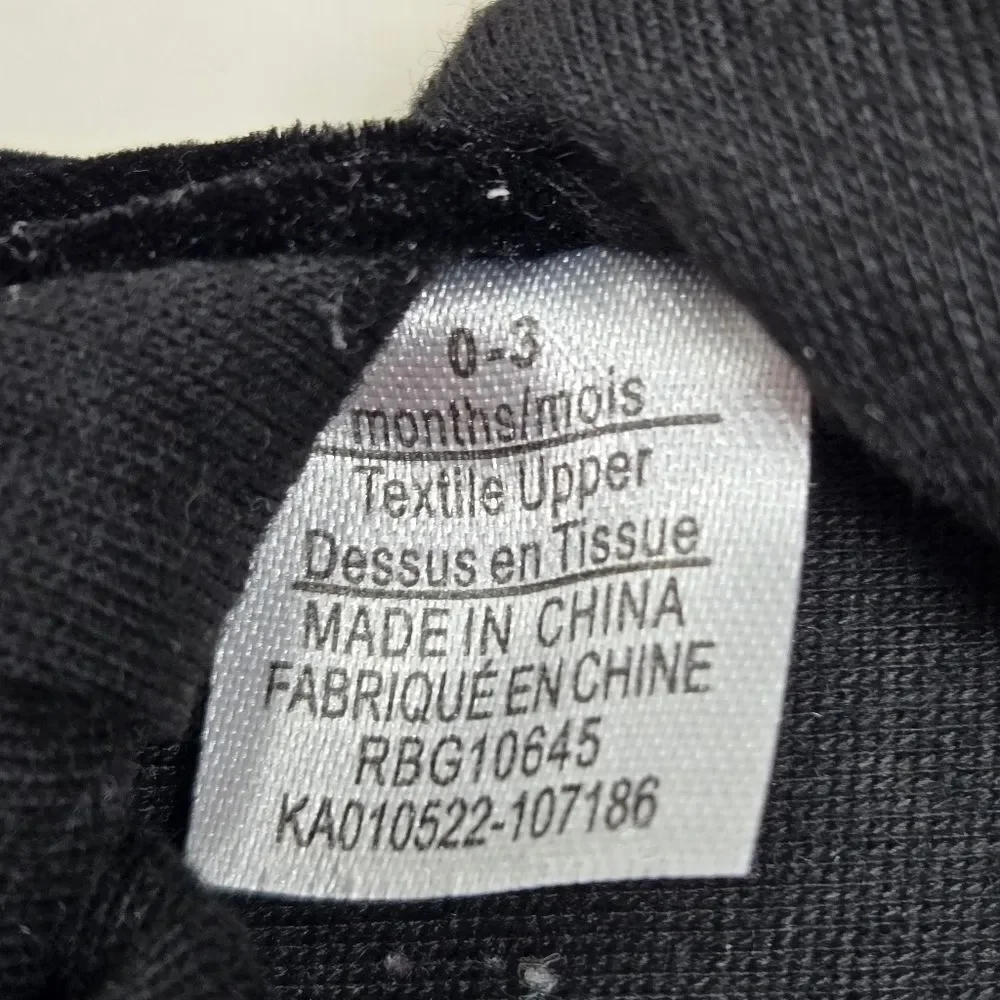 ROBEEZ Elegant Black Velvet Bow Baby Shoes Slippers 0-3‎ Months